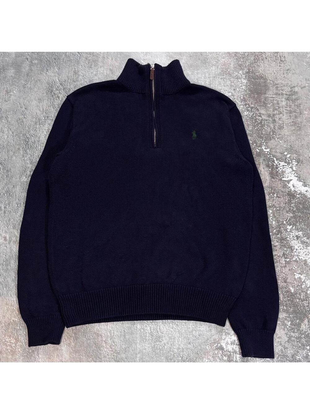 Navy Blue Polo Ralph Lauren Quarter Zip Sweatshirt. Size Small